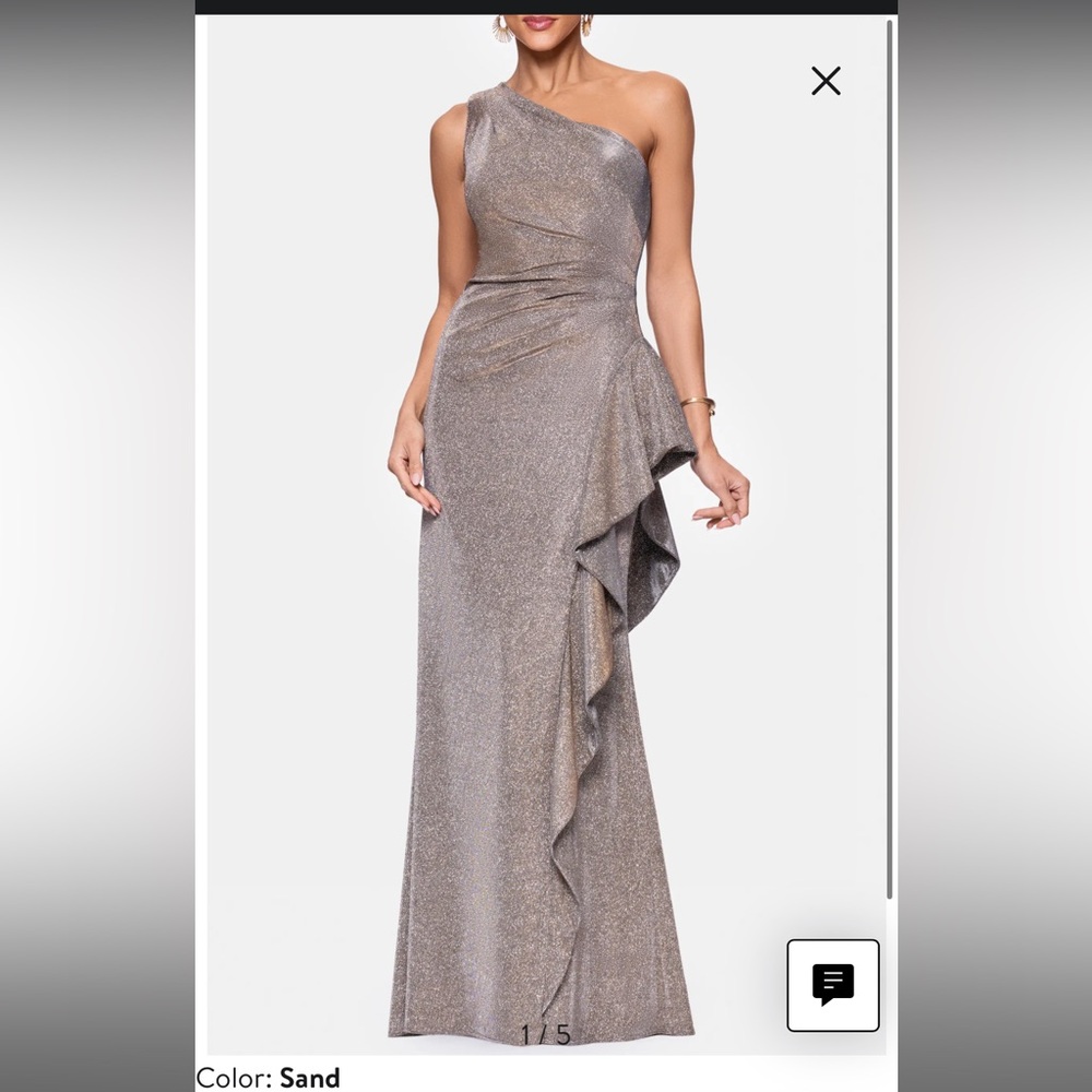 Xscape One Shoulder Sand Dress